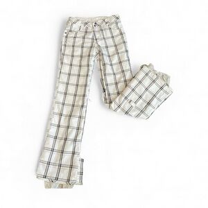 X1- Burton White Collection Snowboard Snow Pants Plaid adjustable waist medium